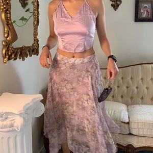 Misguided lavender/lilac floral midi skirt